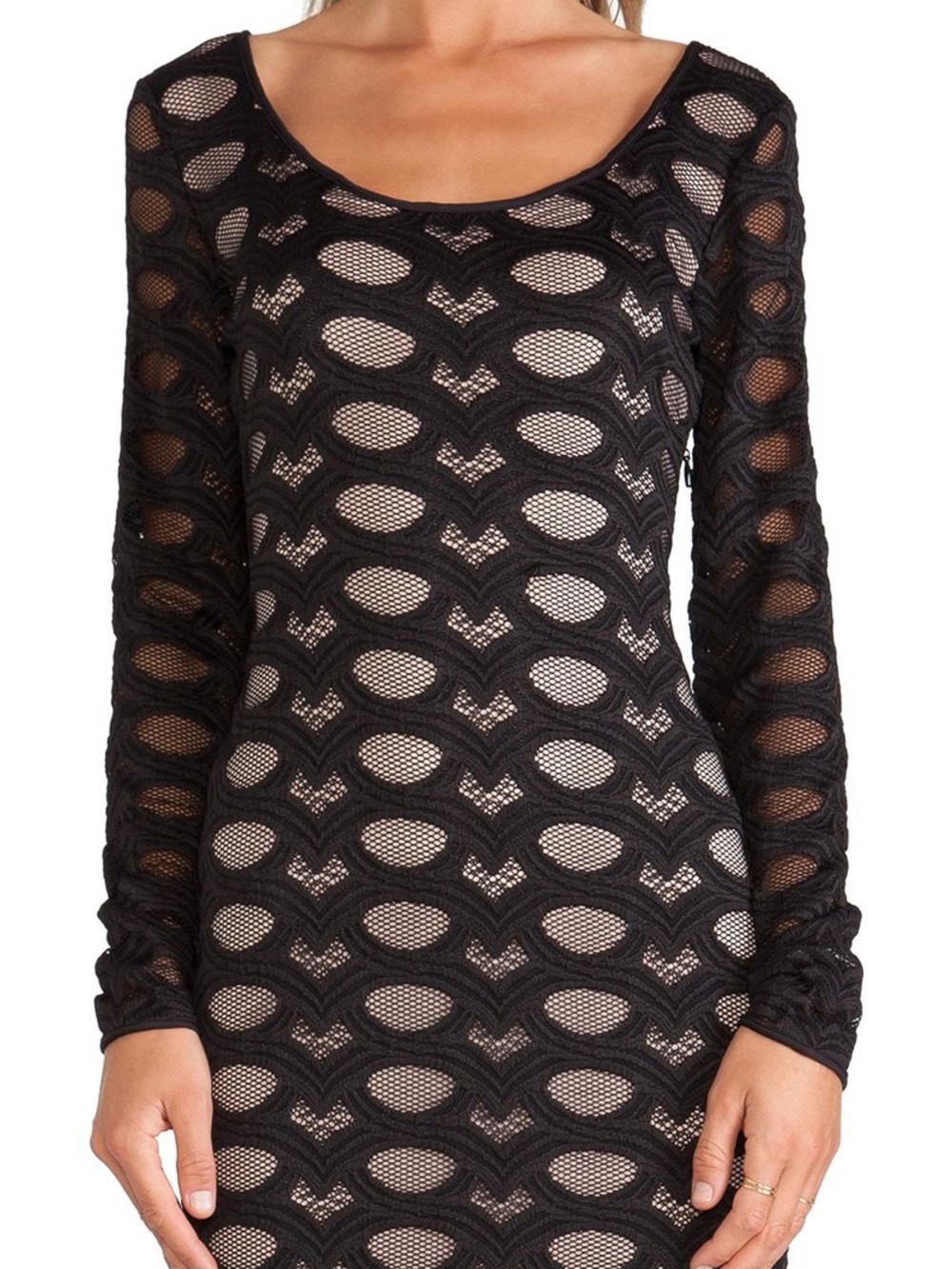 BCBGMaxAzria Black Lace Long Sleeve Sheath Dress